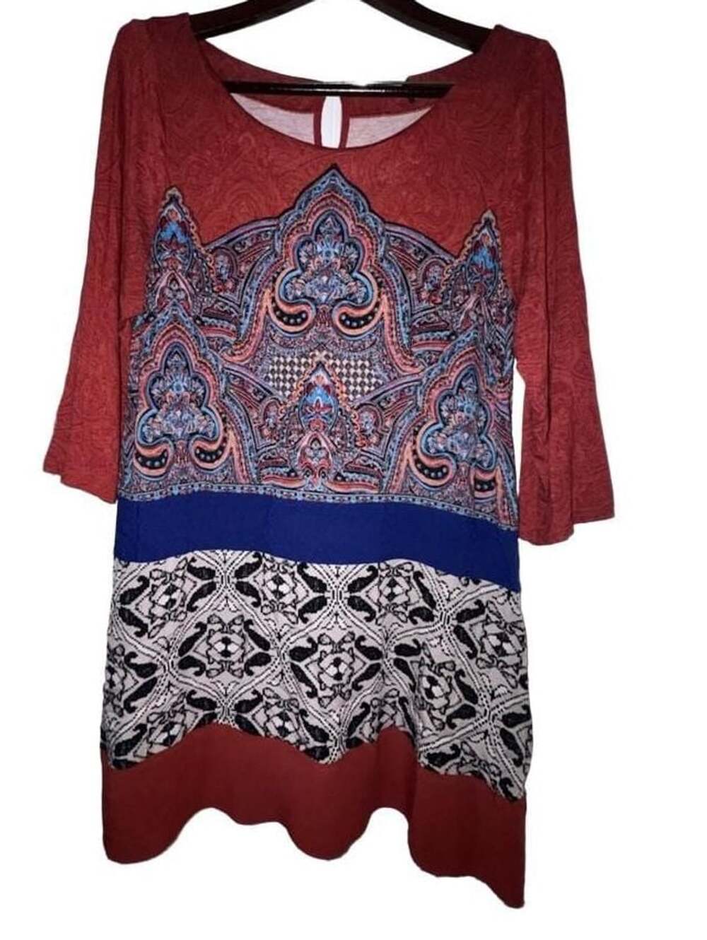 Anthropologie Akemi + Kin Women’s Large Mixed Paisley Print Tunic Top Boho